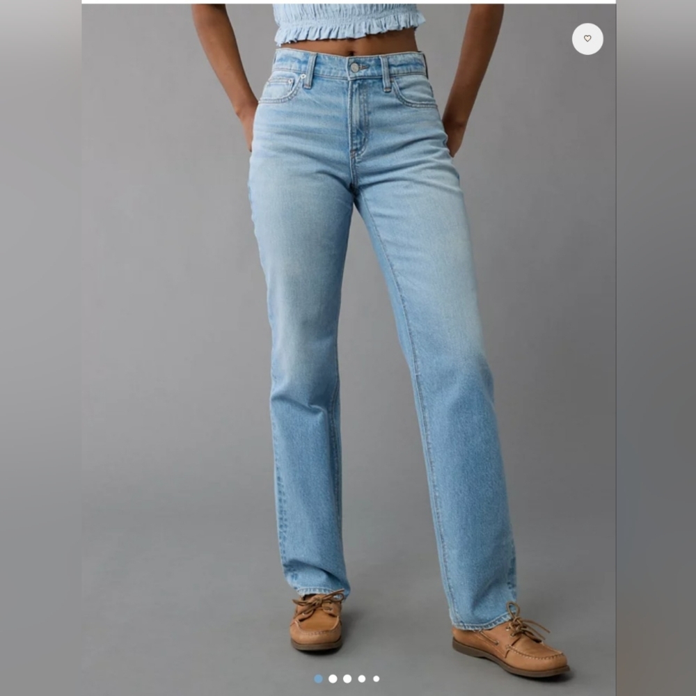 AE Stretch Super High-Waisted Straight Jean - Size 8 - in Light Repair - Picture 2 of 8